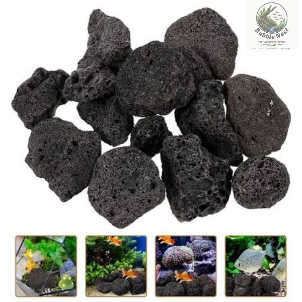 Natural black lava rock for aquarium aquascaping and decoration